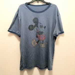 Disney Vintage Blue Mickey Mouse Graphic Tee Shirt Youth XL Casual